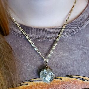 Gold Toned Swirl Link Vintage Necklace With Pendant Made In Germany